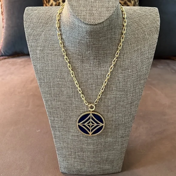 Lapis Gold Plated Art Deco Pendant- New- Custom Made - Picture 8 of 17